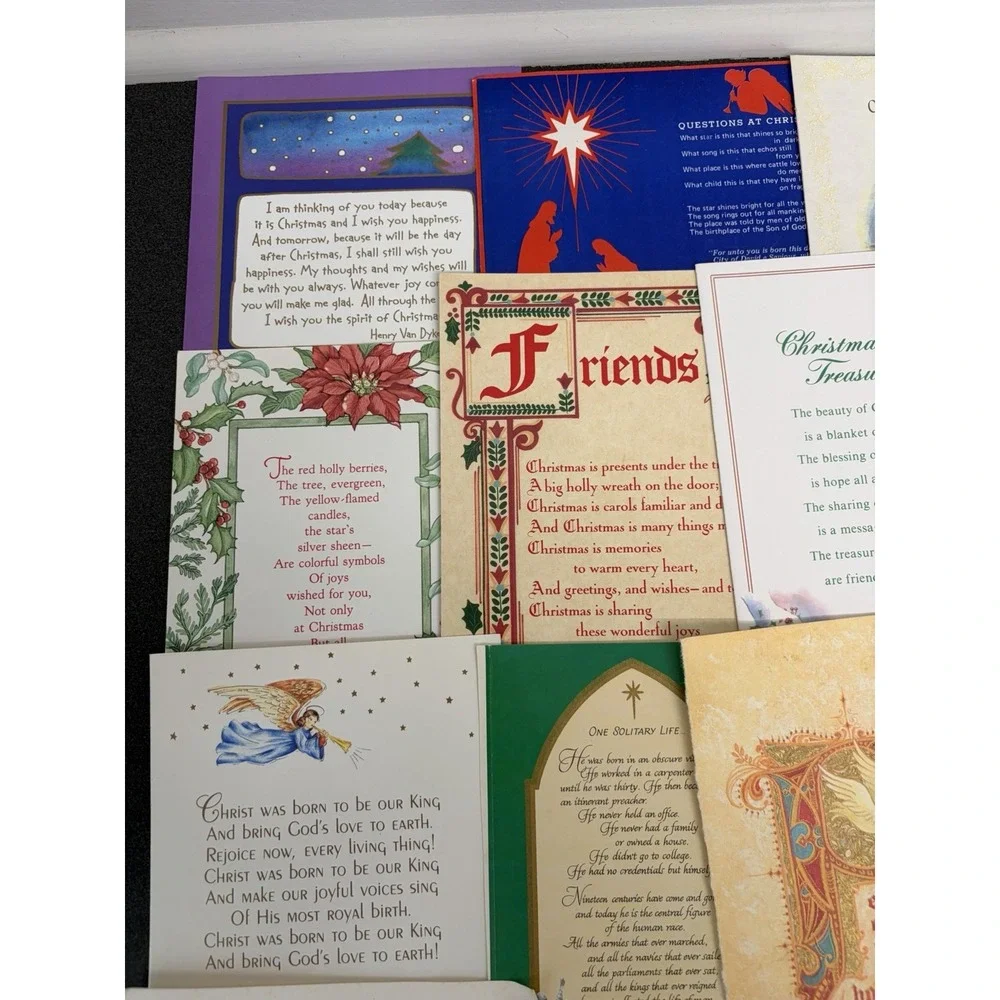 Vintage Christmas Cards Fronts ONLY Bible  Verses More Scrapbooking Crafts 50+